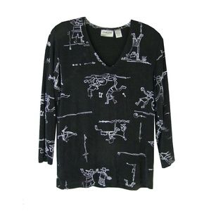 Chico’s Travelers 3/4 Sleeve Folk Print Top – 4